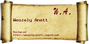 Weszely Anett névjegykártya